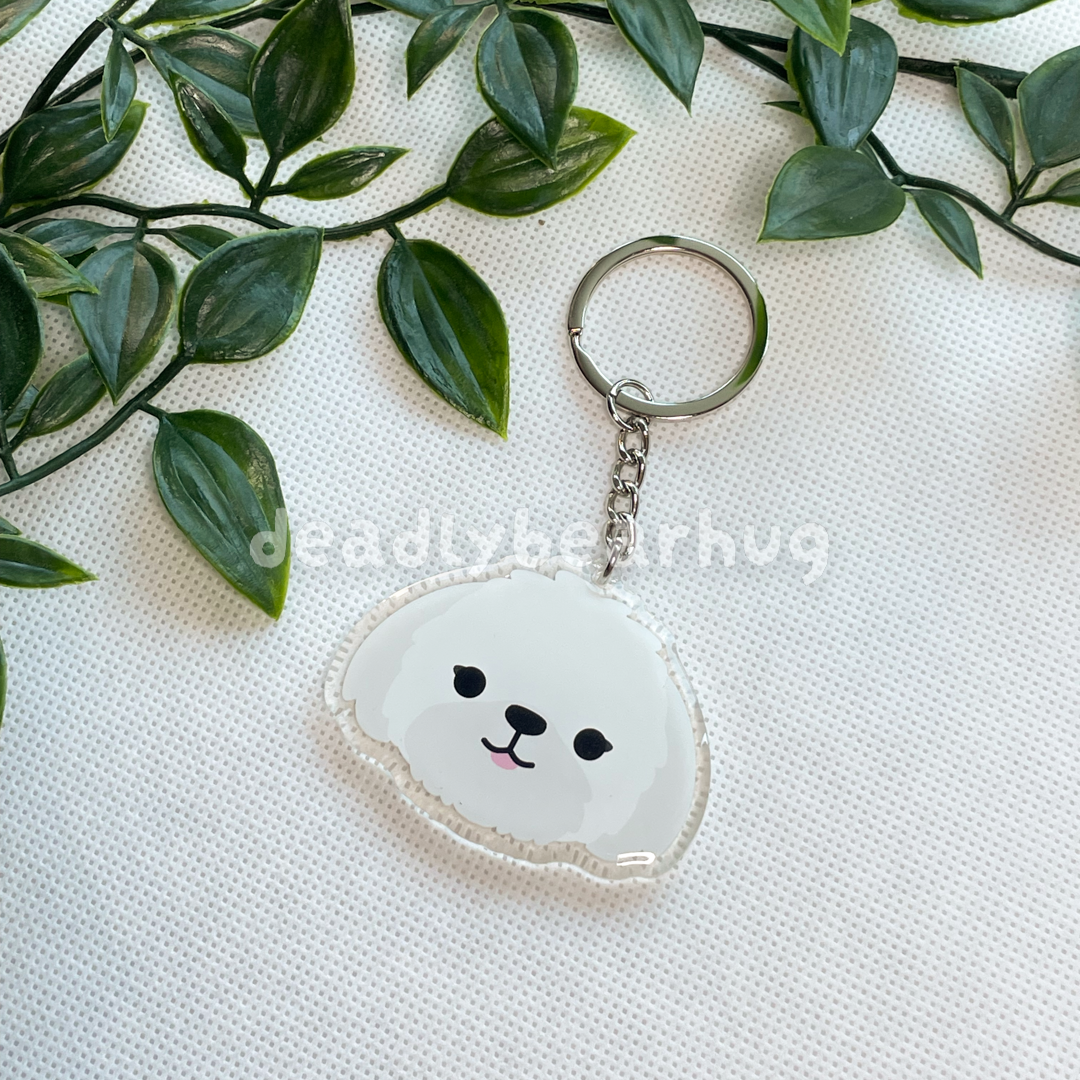 Shih Tzu Dog Double-Sided Epoxy Acrylic Keychain / Black Brown White Brindle Tan