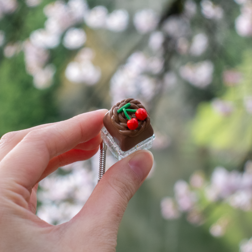 Cherry Fruit Polymer Clay Keycap / Kawaii Handcrafted Artisan Decor for Mechanical Keyboard / Animal Cross Inspired