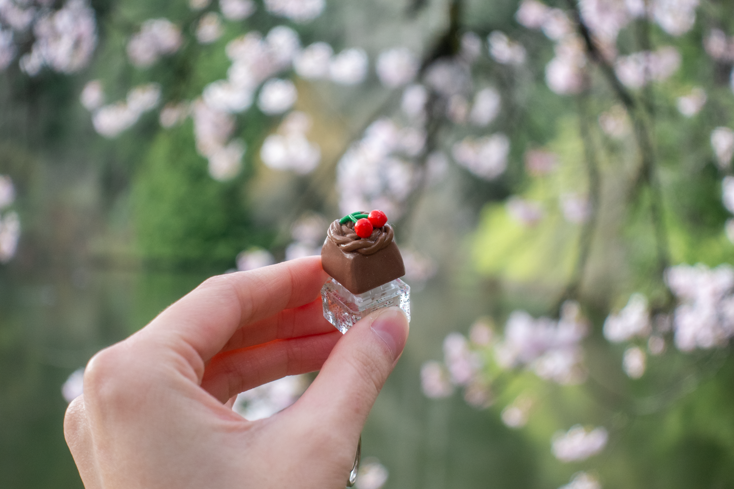 Cherry Fruit Polymer Clay Keycap / Kawaii Handcrafted Artisan Decor for Mechanical Keyboard / Animal Cross Inspired