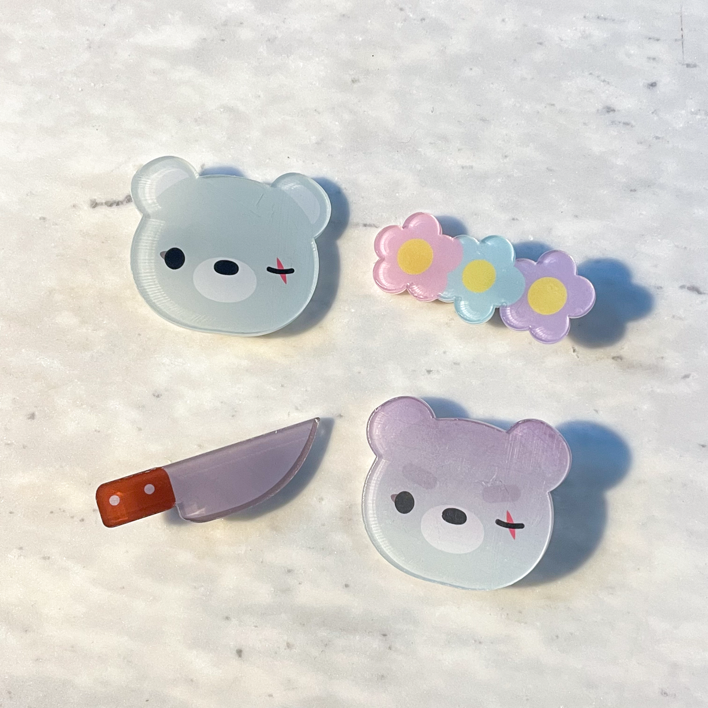 Deadlybearhug Acrylic Hair Clip Set (4)