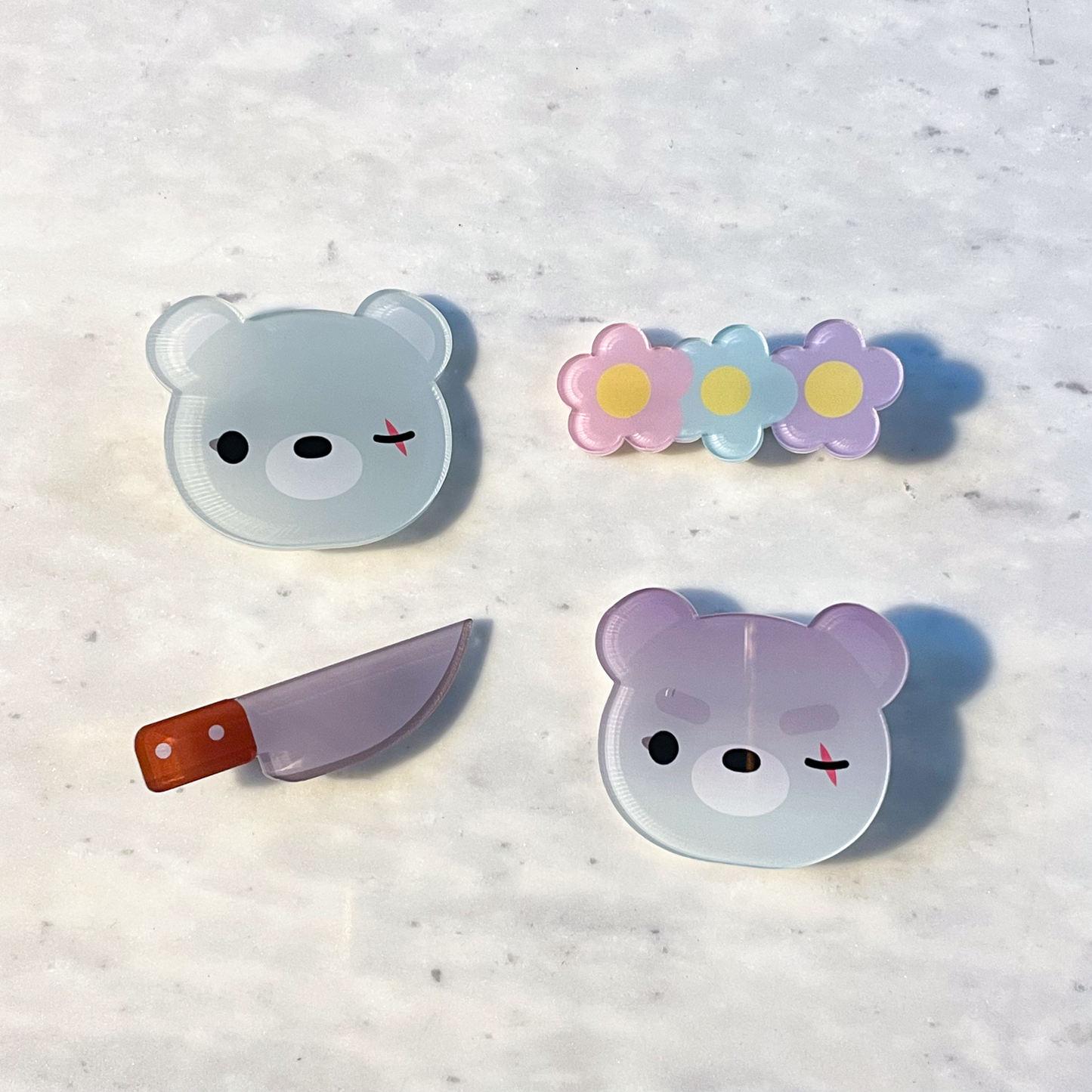 Deadlybearhug Acrylic Hair Clip Set (4)
