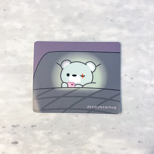 Doomscrolling in Bed Deadly Waterproof Vinyl Sticker