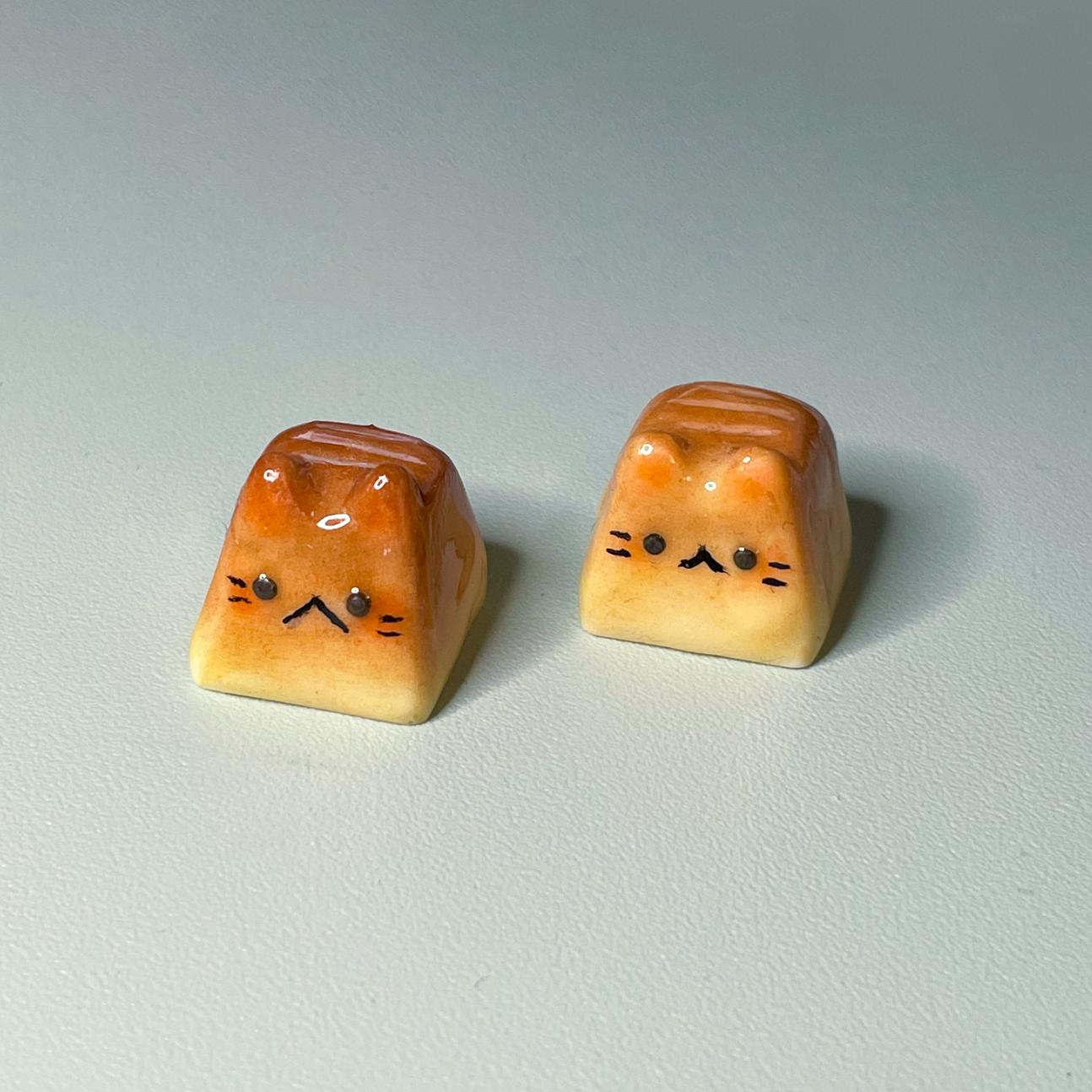 Bread Cat Polymer Clay Keycaps / Handcrafted Artisan Decor for Mechanical Keyboard