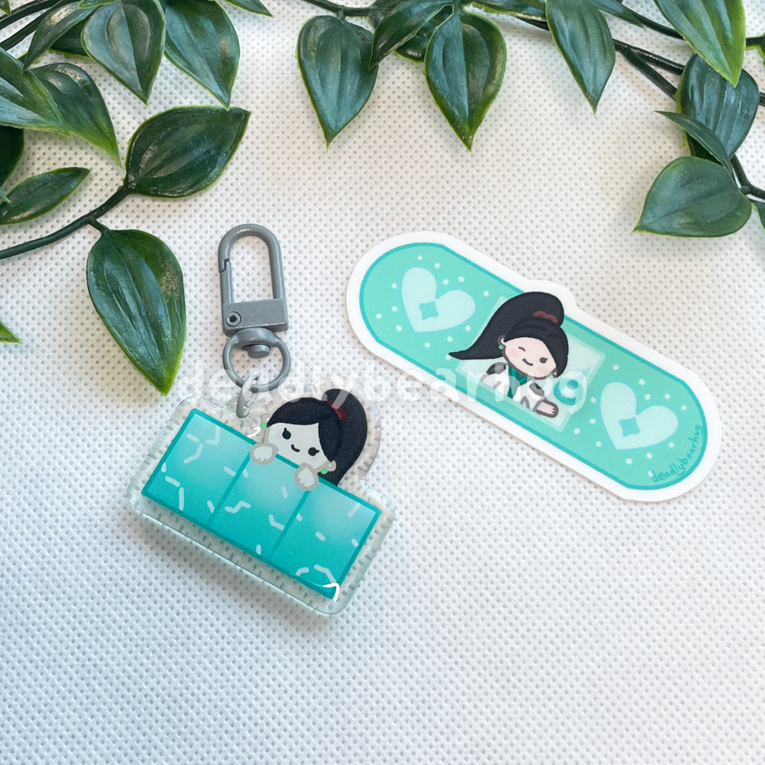 Sage Wall and Bandaid / Valorant Agent Ability Acrylic Keychain Charm | Double Sided Epoxy | Matte Vinyl Sticker