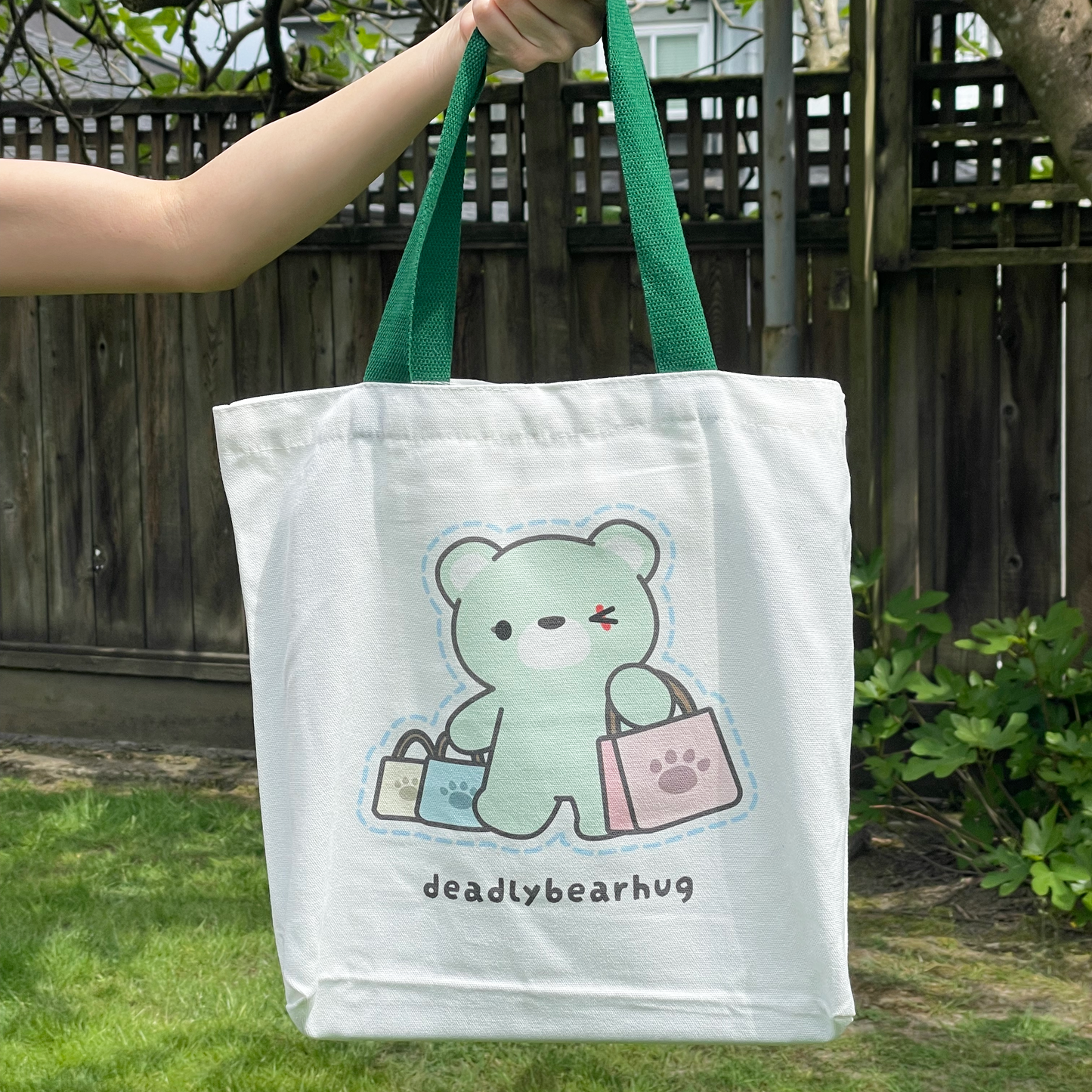 deadlybearhug canvas tote bag