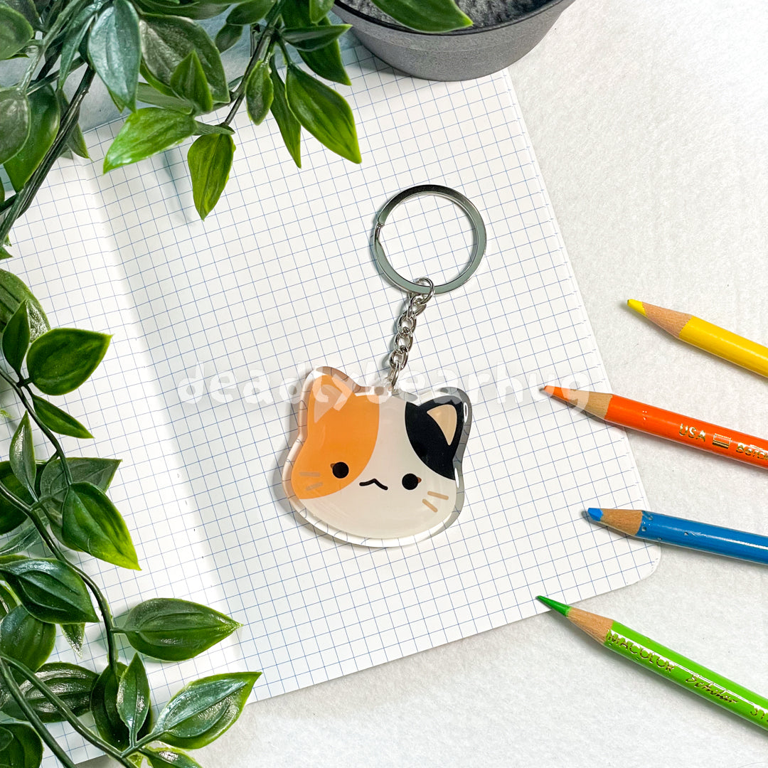 Calico Pattern Cat Double-Sided Epoxy Acrylic Keychain