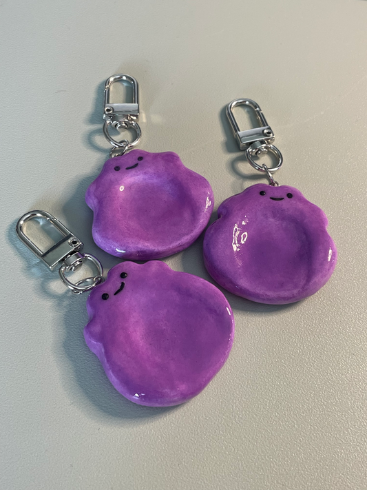 PREORDER / Glossy Pocket Purple Blob Anime Worry Stone Polymer Clay Keychain