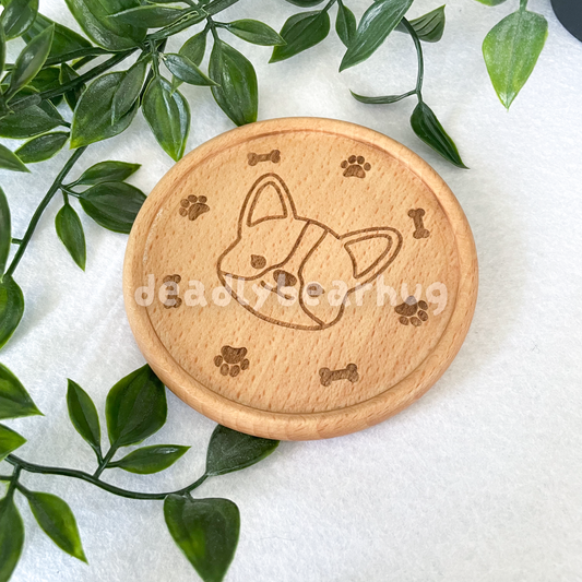 Corgi Wooden Beech Coaster for Home