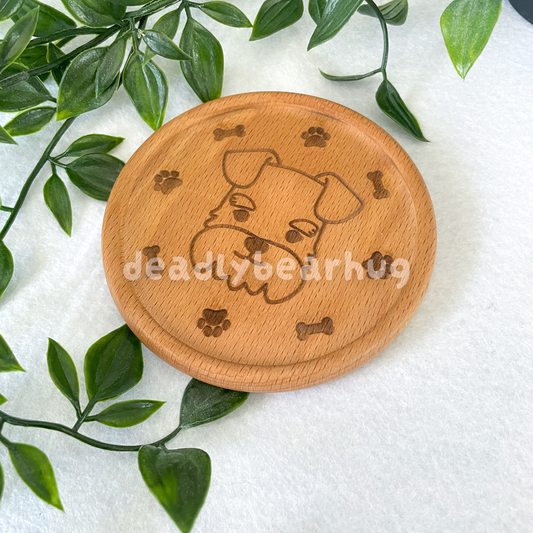 Schnauzer Wooden Beech Coaster for Home