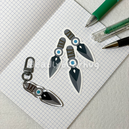 Jett Knife Kunai / Valorant Agent Ability Acrylic Keychain Charm | Double Sided Epoxy | Matte Vinyl Sticker