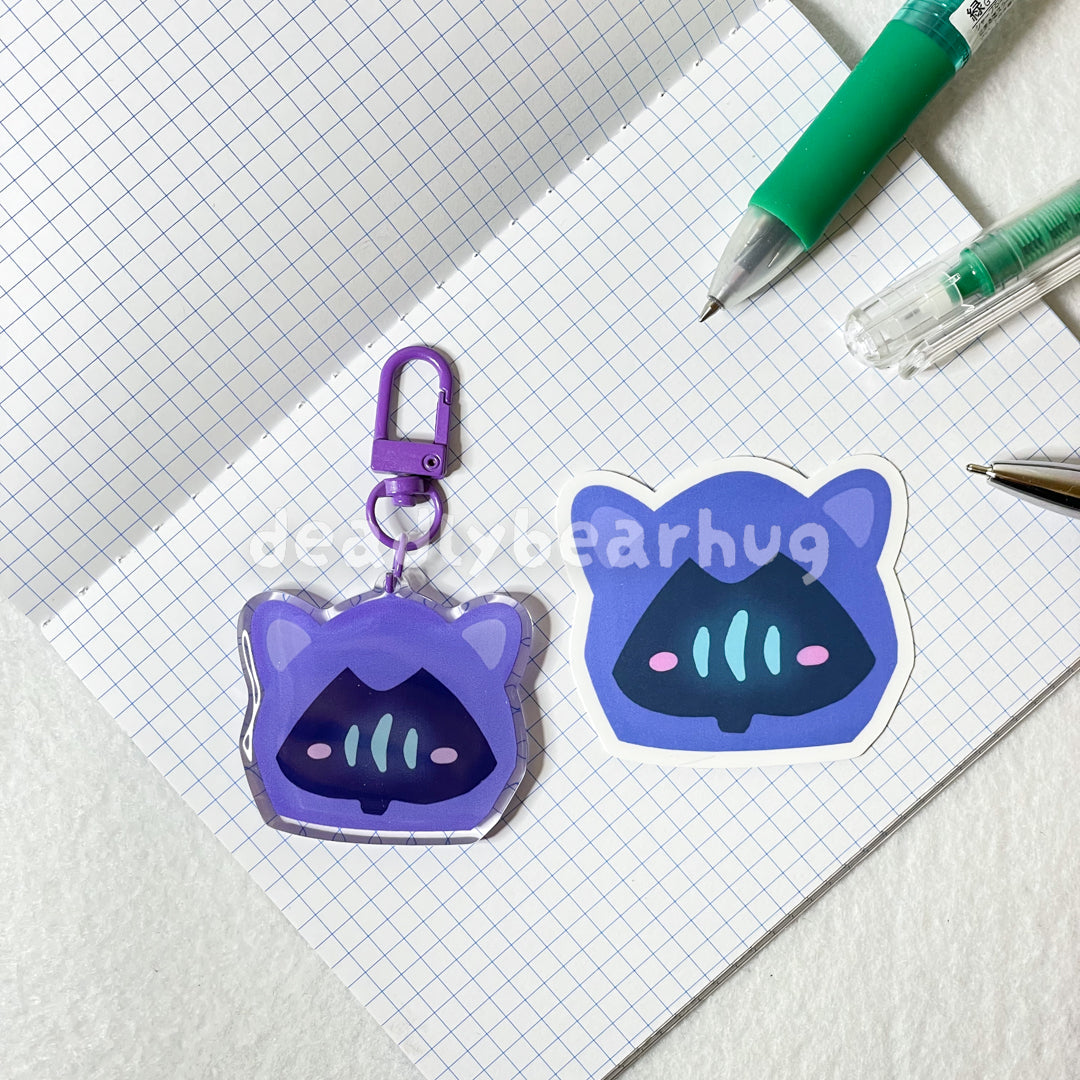 Omen Kitty Cat / Valorant Agent Ability Acrylic Keychain Charm | Double Sided Epoxy | Matte Vinyl Sticker