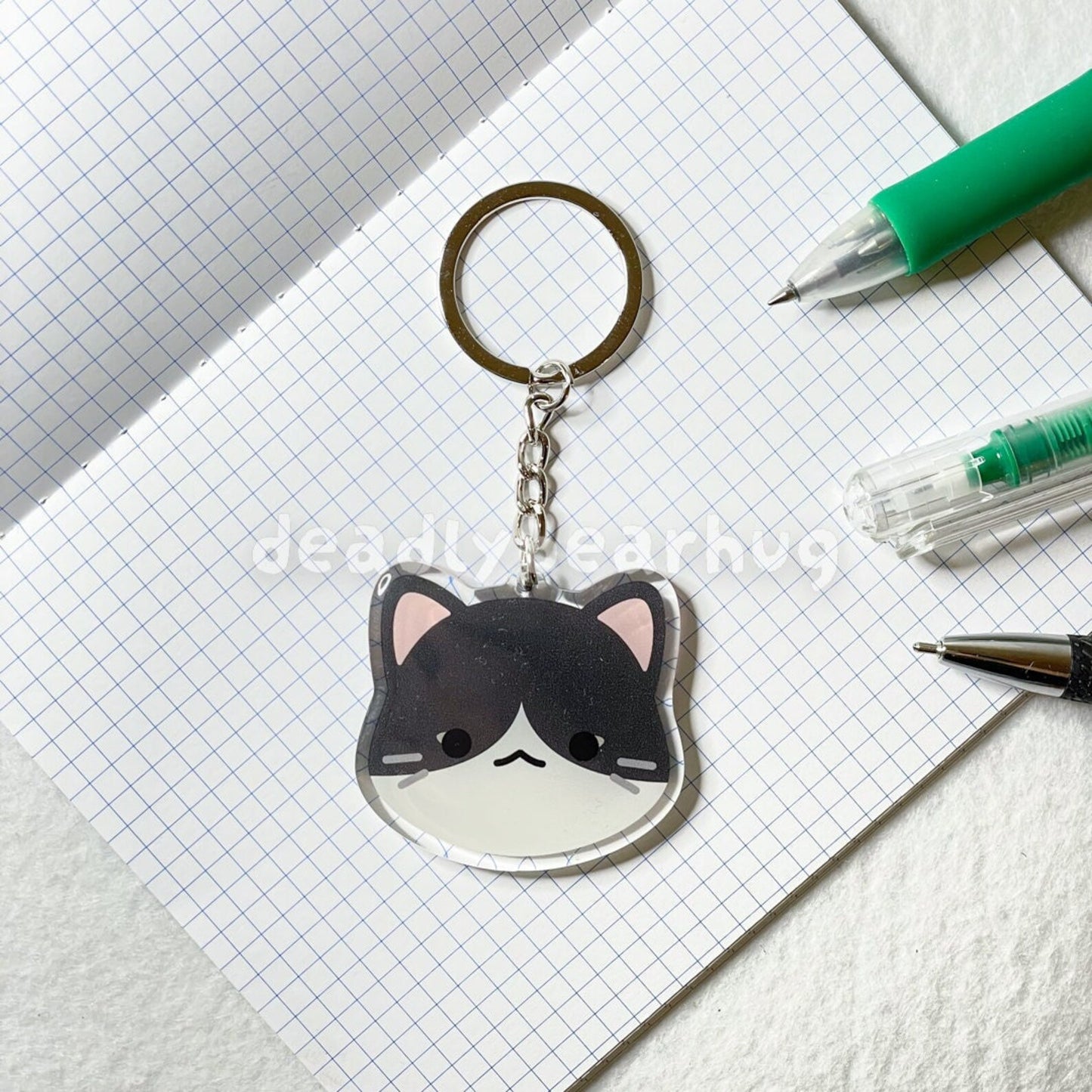 Bicolor Pattern Tuxedo Cat Double-Sided Epoxy Acrylic Keychain