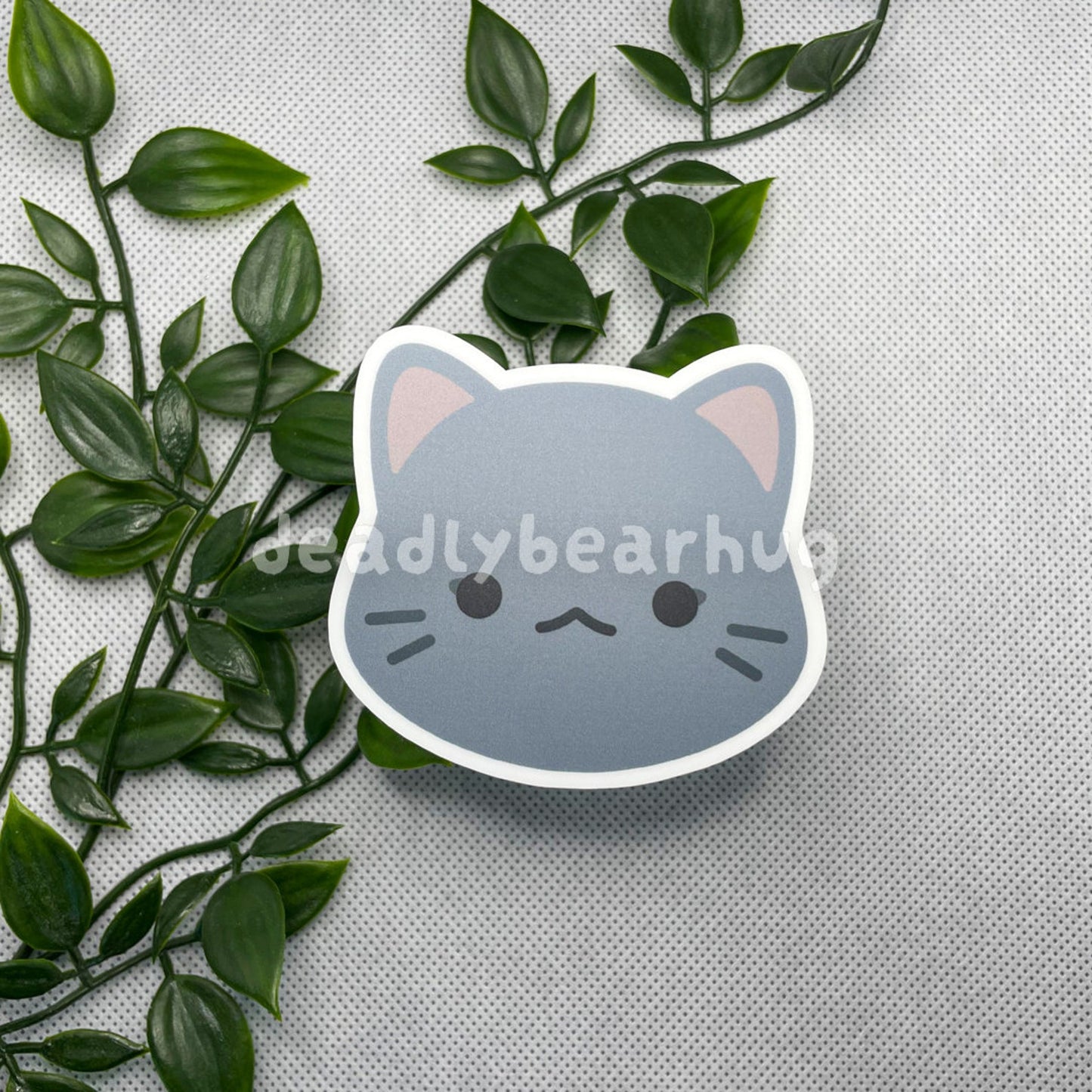 Black, Grey, White Cat Weatherproof Matte Vinyl Sticker Decal