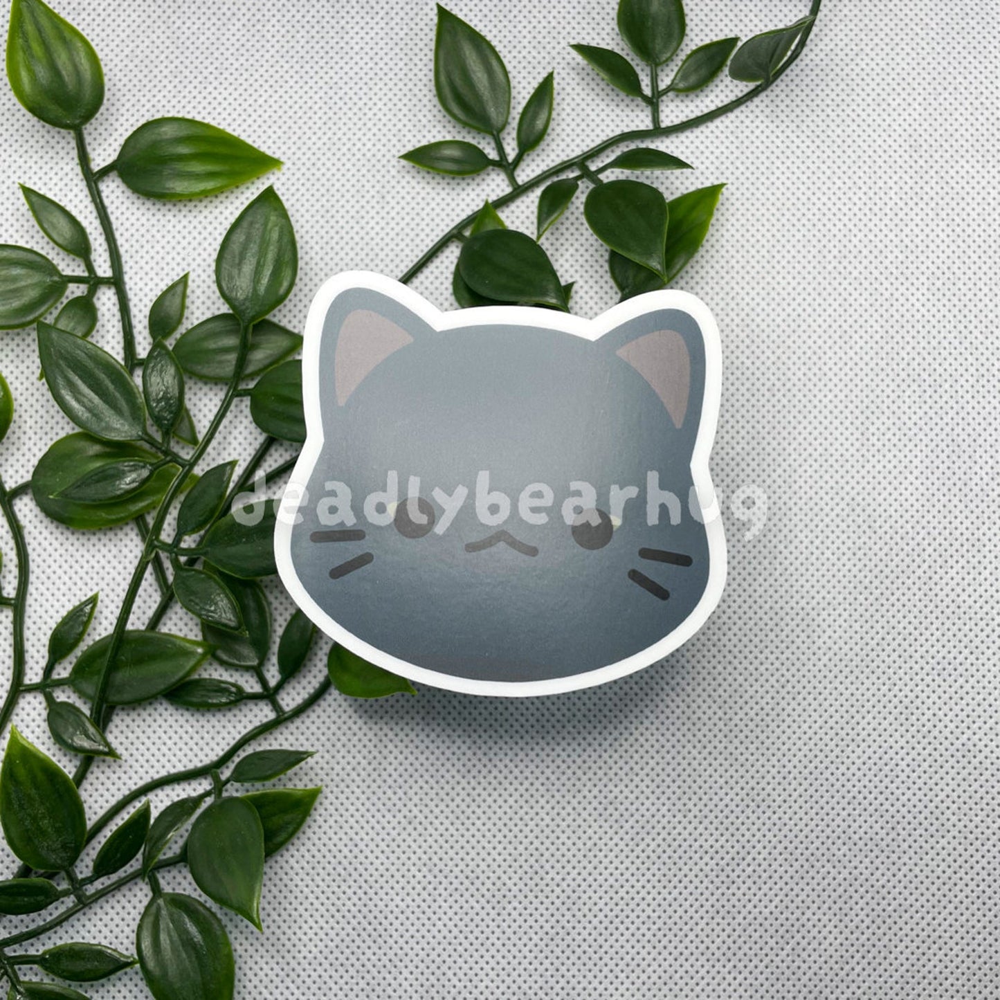 Black, Grey, White Cat Weatherproof Matte Vinyl Sticker Decal