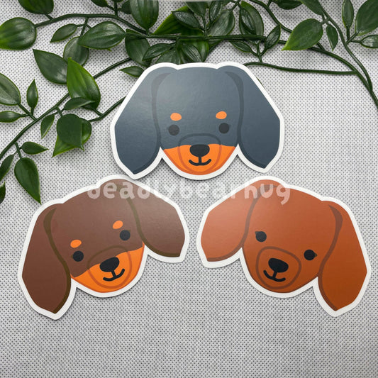 Dachshund Wiener Dog Weatherproof Matte Vinyl Sticker Decal / Black Brown Tan Red