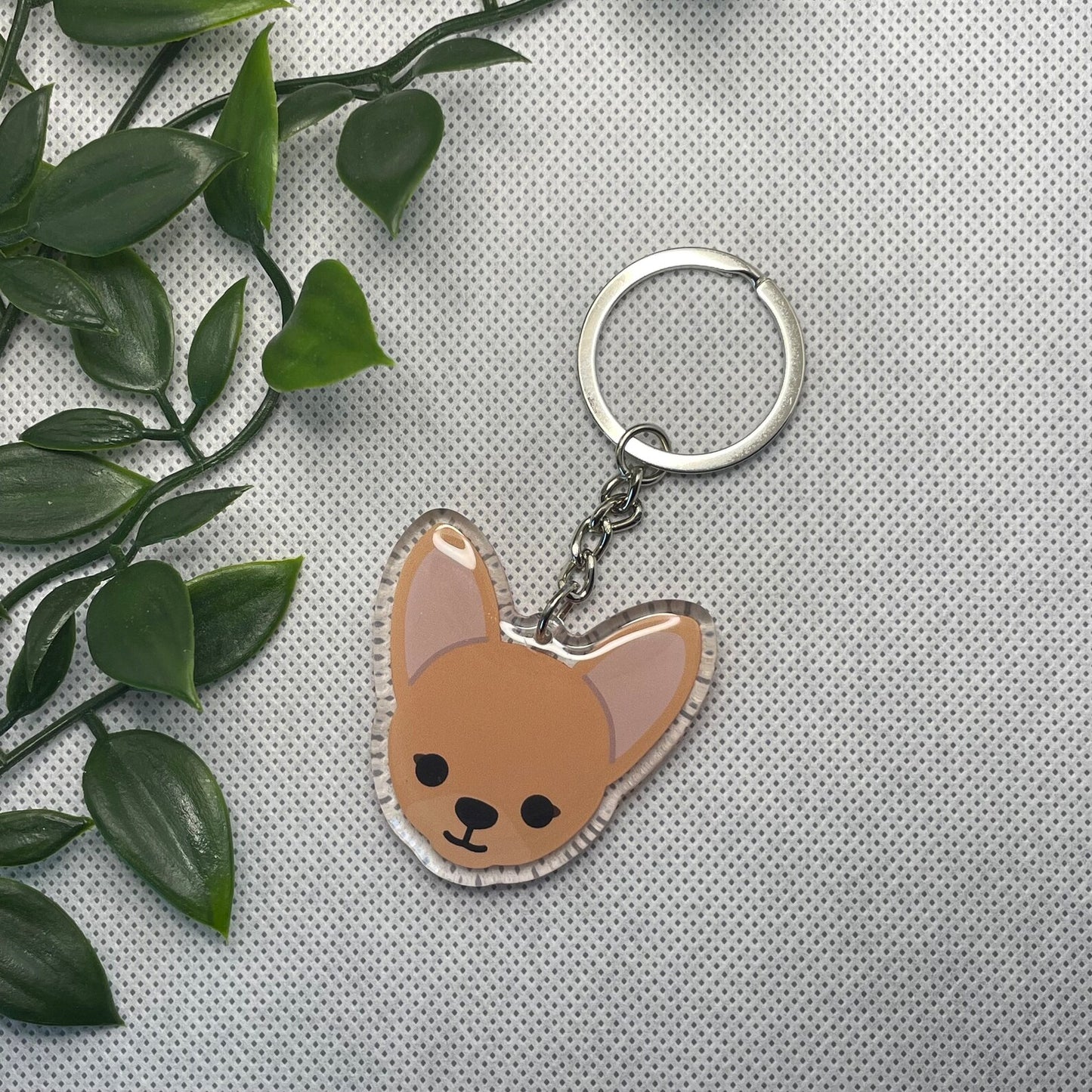 Chihuahua Dog Double-Sided Epoxy Acrylic Keychain / Black Tan Fawn Red Brown