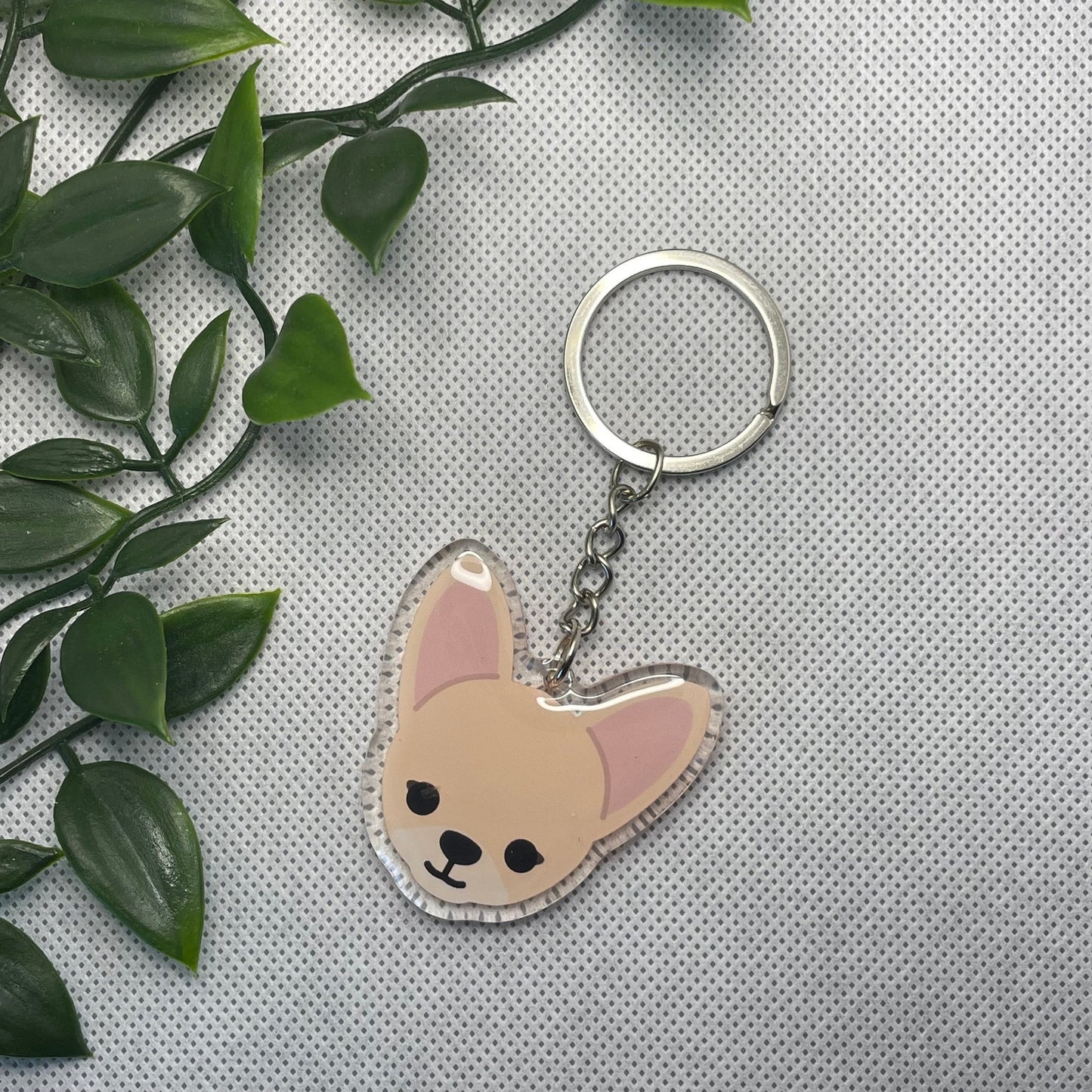 Chihuahua Dog Double-Sided Epoxy Acrylic Keychain / Black Tan Fawn Red Brown