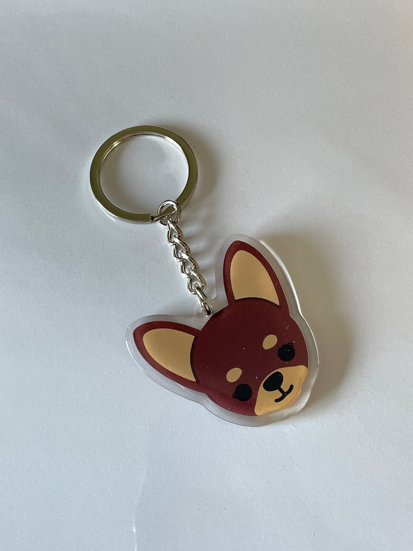 Chihuahua Dog Double-Sided Epoxy Acrylic Keychain / Black Tan Fawn Red Brown