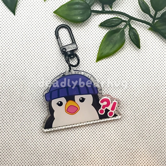 Dan the Penguin Meme Shocked / Valorant Game Acrylic Keychain Charm | Double Sided Epoxy