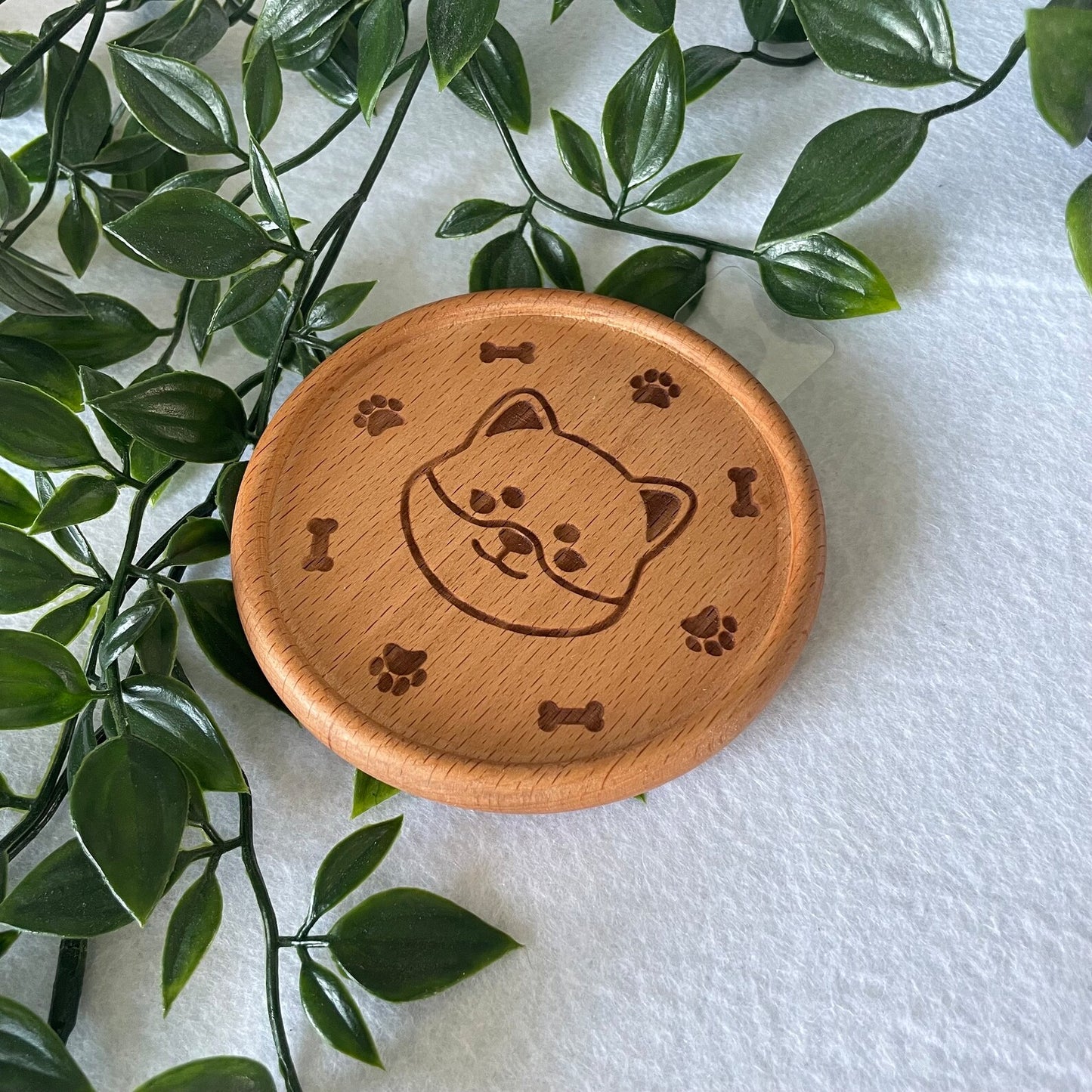 Shiba Inu Wooden Beech Coaster for Home