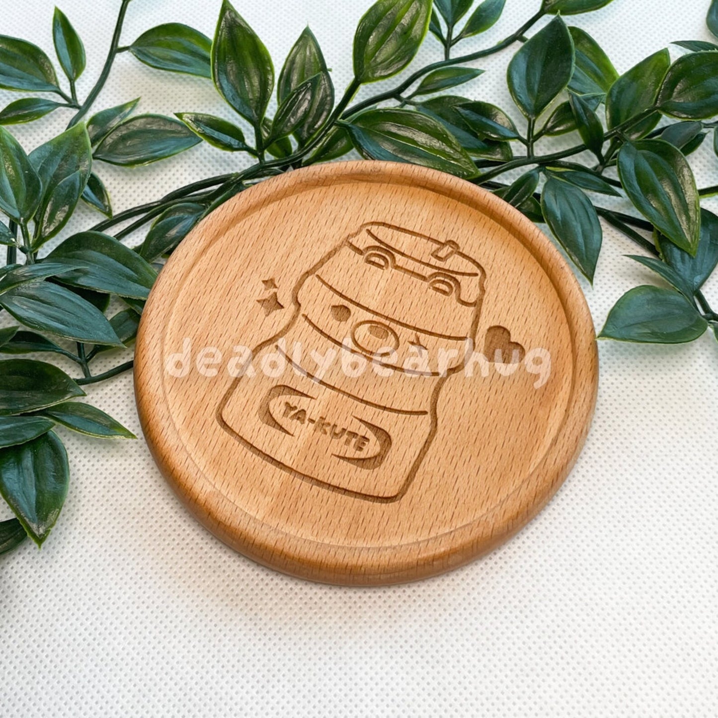 Yakult "Ya-Kute" Wooden Beech Coaster for Home