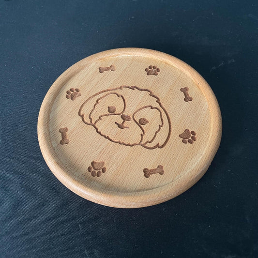 Shih Tzu Wooden Beech Coaster for Home