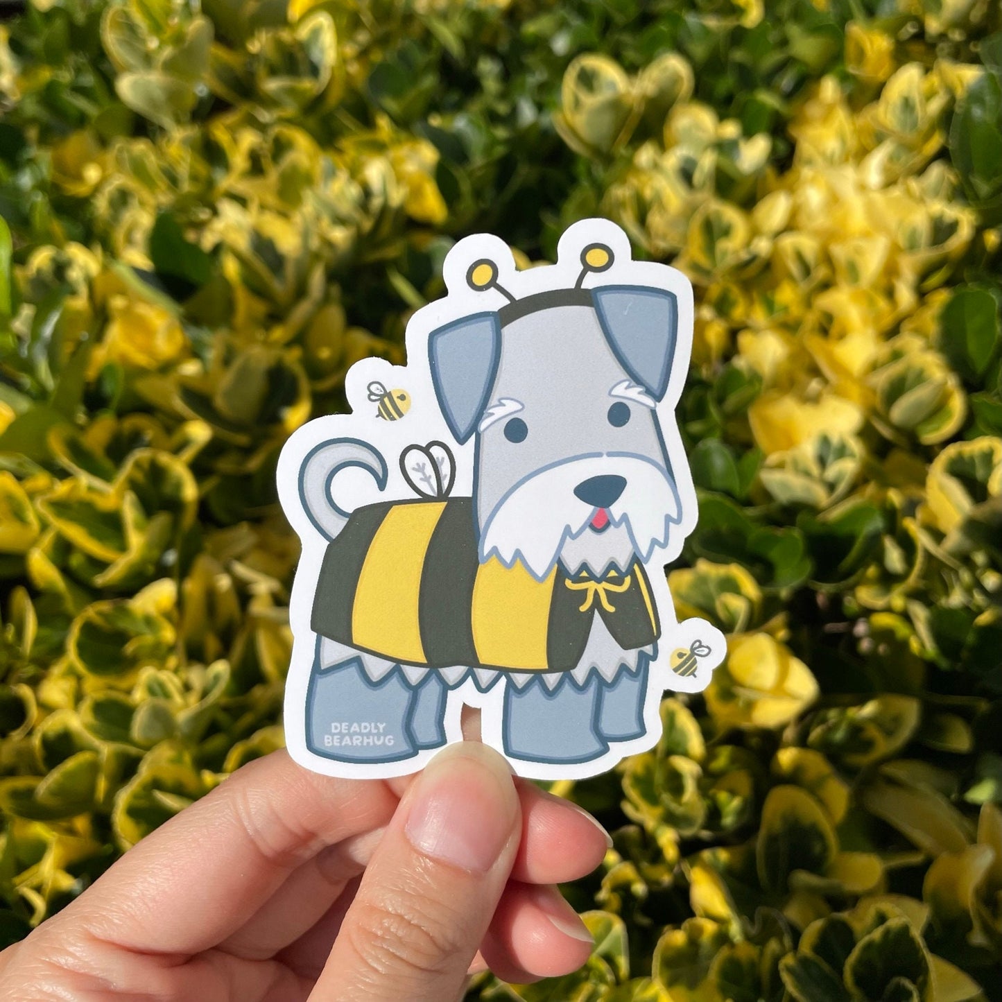 Schnauzer Bee Costume Water Resistant Matte Vinyl Sticker Decal