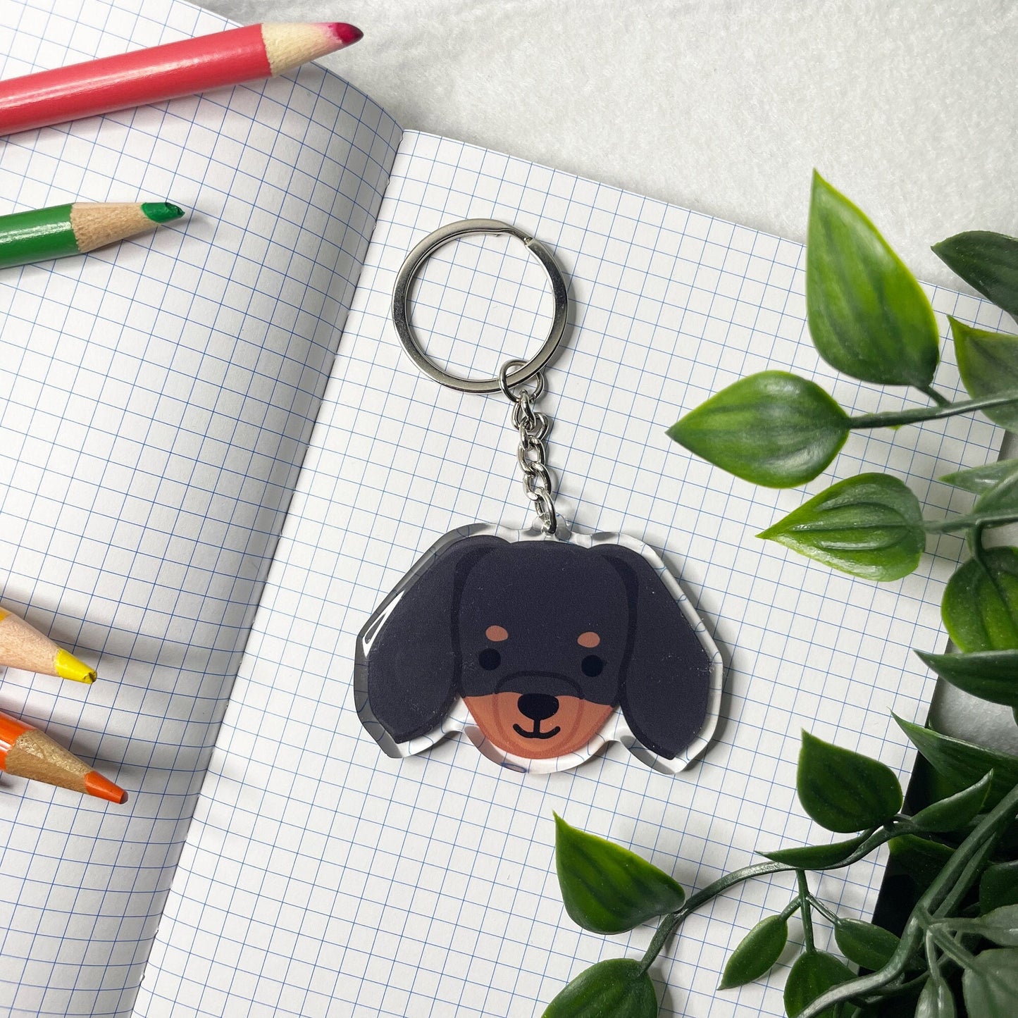 Dachshund Dog Double-Sided Epoxy Acrylic Keychain