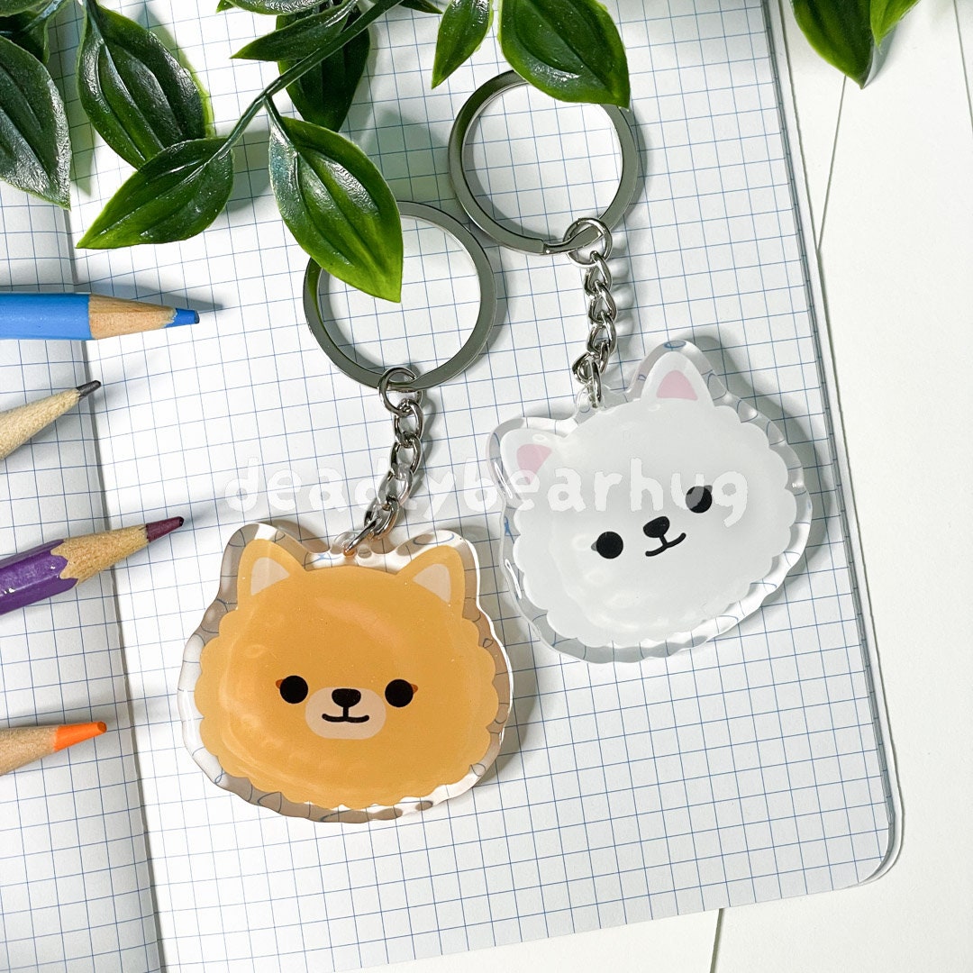 Pomeranian Dog Double-Sided Epoxy Acrylic Keychain