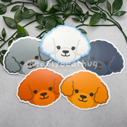 Toy Poodle Dog Weatherproof Matte Vinyl Sticker Decal / Red Apricot White Grey Black