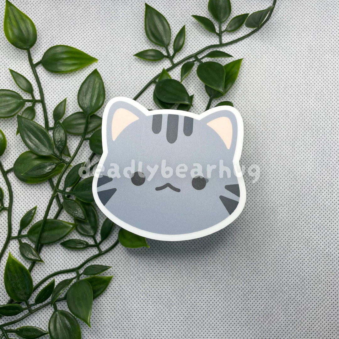 Tabby Cat Weatherproof Matte Vinyl Sticker Decal / Orange White Grey Brown