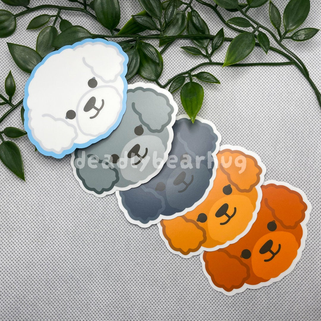 Toy Poodle Dog Weatherproof Matte Vinyl Sticker Decal / Red Apricot White Grey Black