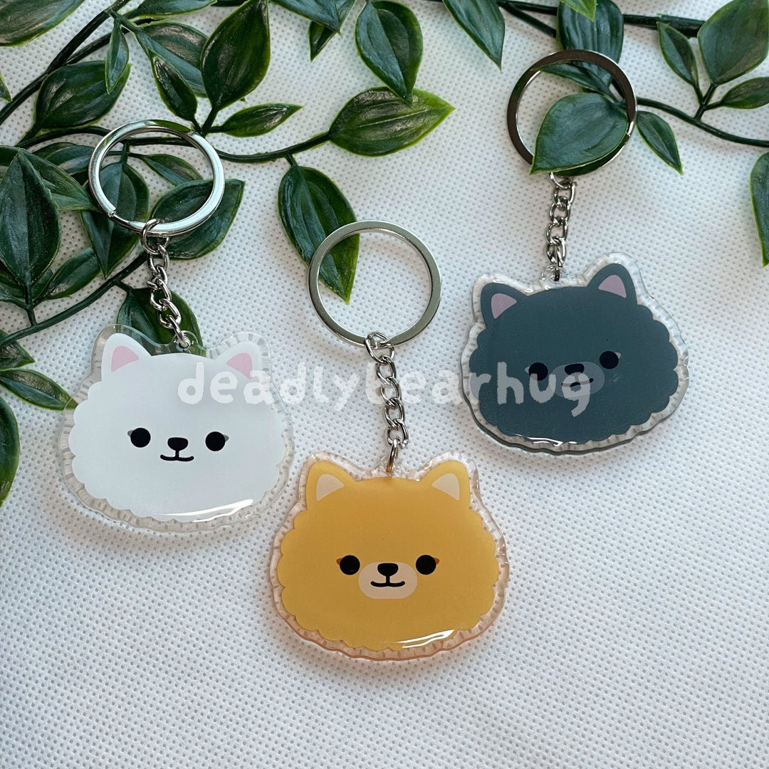 Pomeranian Dog Double-Sided Epoxy Acrylic Keychain