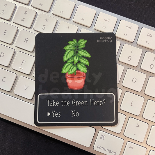 Take the Green Herb? Resident Evil Inspired Waterproof Vinyl Sticker